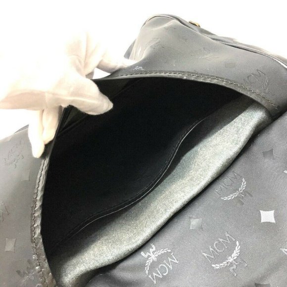 AUTHENTIC MCM Logogram Shoulder Bag Black PVC x Leather - Picture 7 of 8